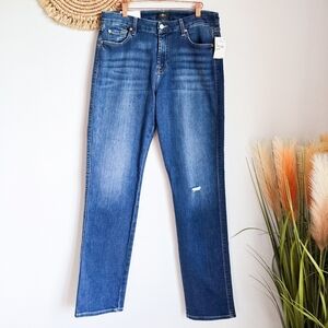 7 For All Mankind, New, Kimmie Straight Form Fitted Distressed Jeans, Size 32